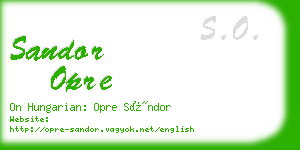 sandor opre business card